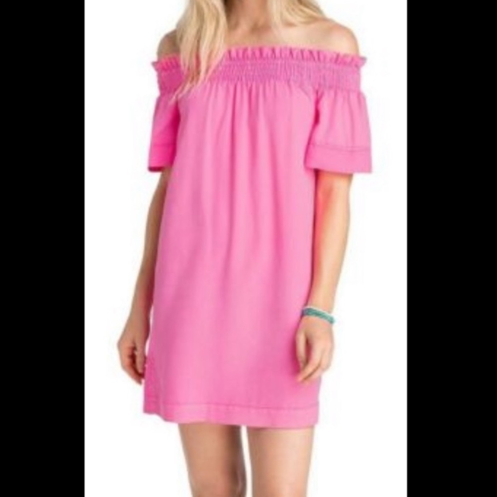 Vineyard Vines Off-Shoulder Hot Pink Dress EUC size small